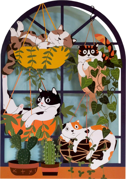 Cats and Plants Blank Card