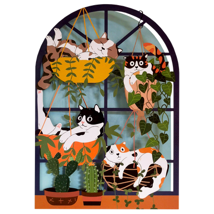 Cats and Plants Blank Card