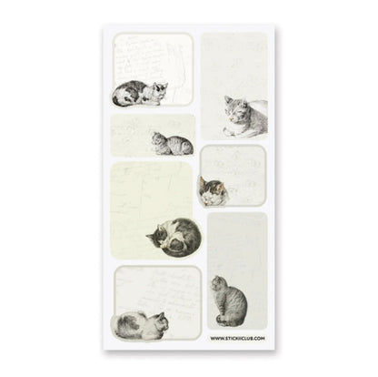 Vintage Cat Label Sticker Sheets, 2 Packs