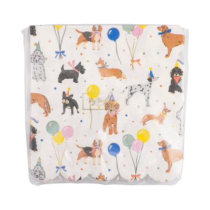 Dog Party Scalloped Edge Beverage Napkins