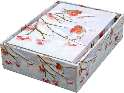 English Robins in Snow Small Boxed Holiday Cards