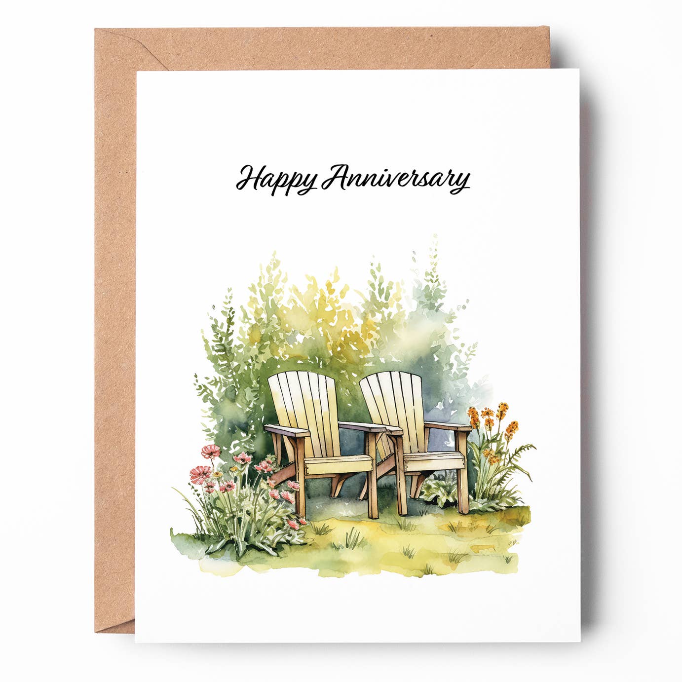 Adirondack Chairs in Garden Anniversary Card