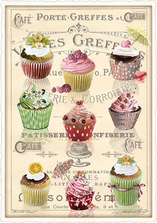 Vintage Fancy Cupackes Postcard