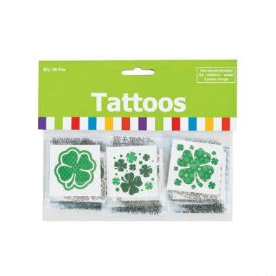 Shamrock Patterned Temporary Tattoos, Pack of 36