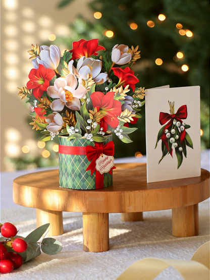 Golden Mistletoe Holiday Pop-Up Card