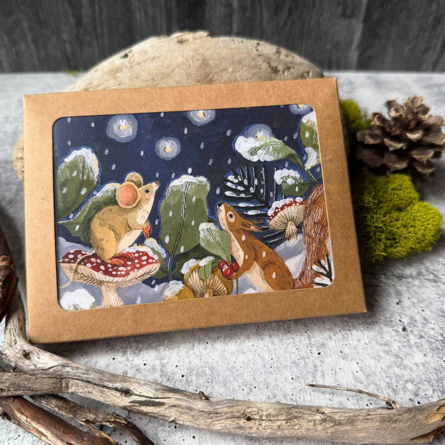 Mushroom Snow Boxed Holiday Cards