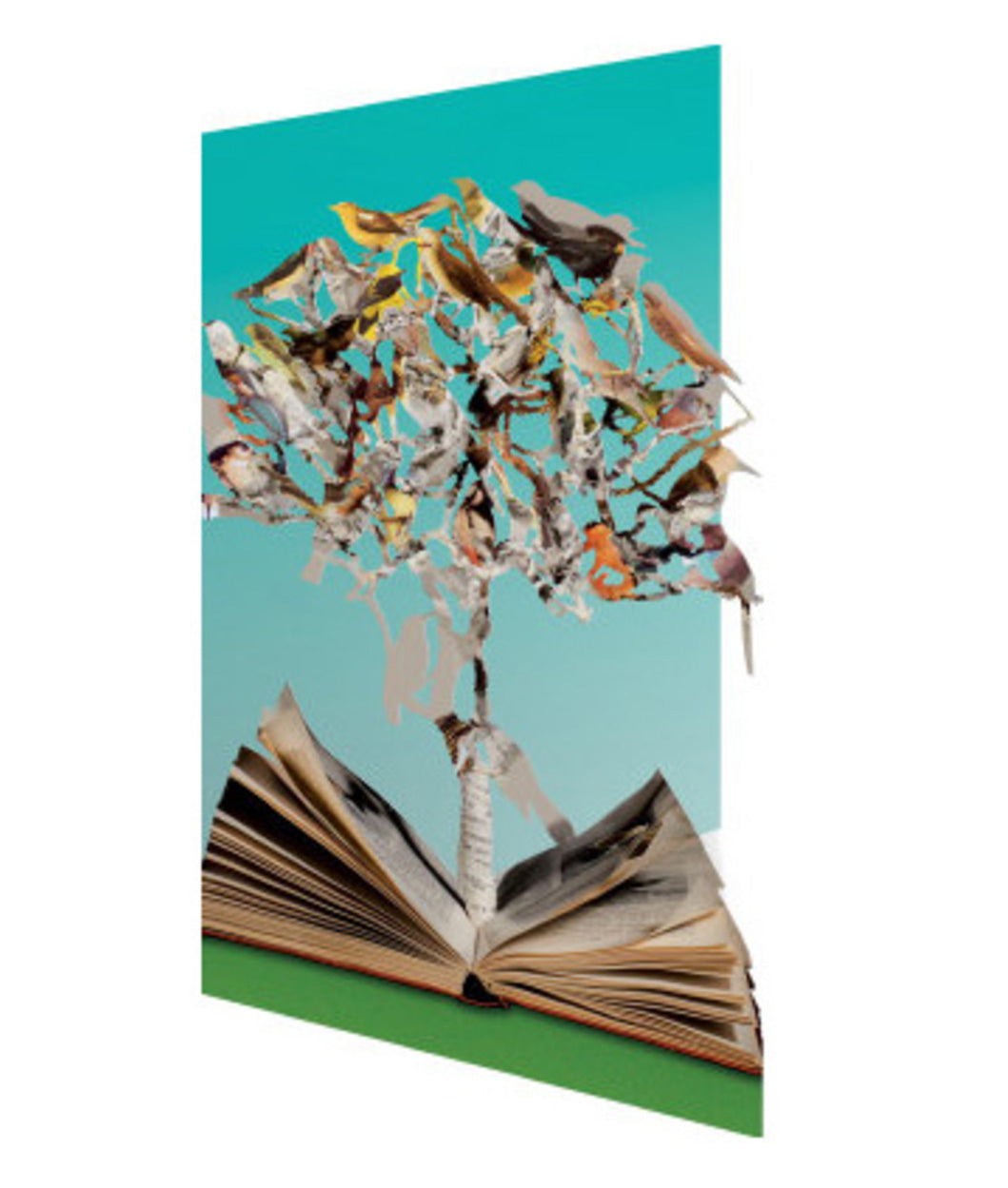 Literary Bird Book Tree Laser Cut Card
