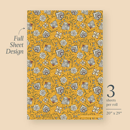 Ochre Garden Floral Wrapping Paper Rolls