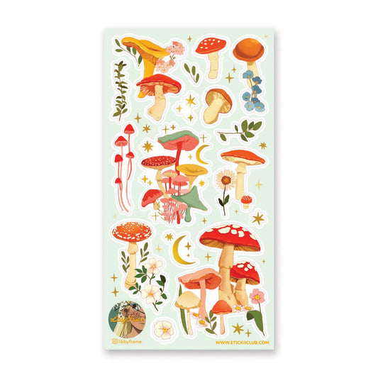 Mushroom Moon Garden Sticker Sheet