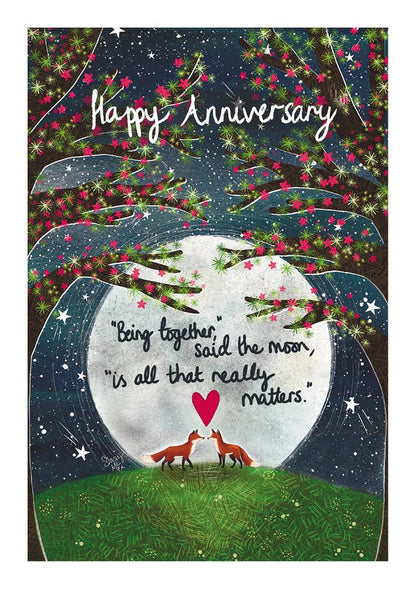 Foxes Under the Moonlight Anniversary Card