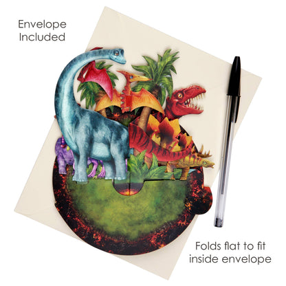 3D Pop-Up Pirouette Jurassic Dinosaurs Blank Card