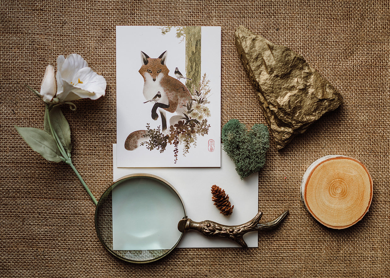 Fox and Birds Card