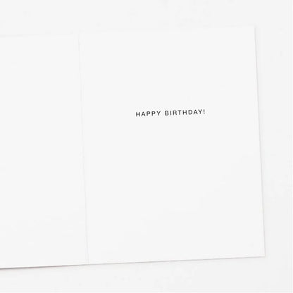 Cat Floating with Balloons Birthday Card