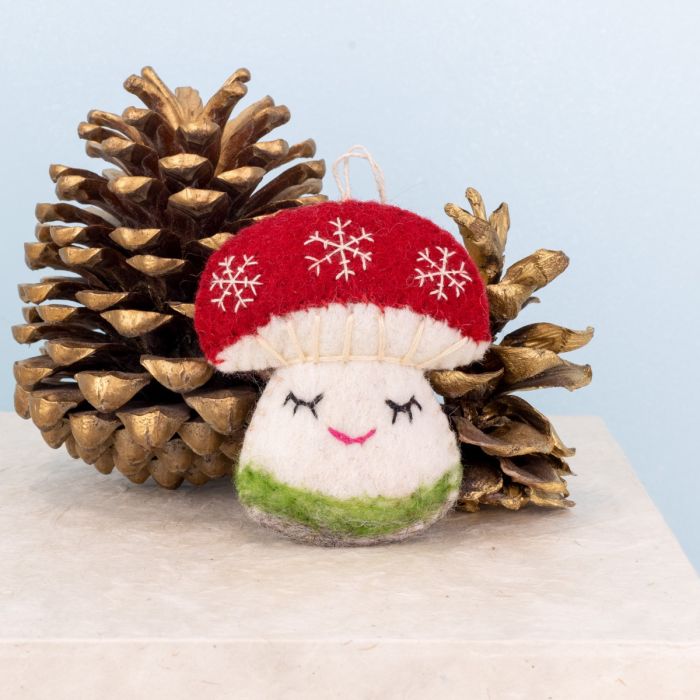 Snowflake Mushroom Felted Ornament
