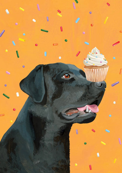 Sprinkles the Black Lab Birthday Card