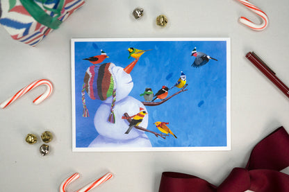 Birdies and Snowman Holiday Card