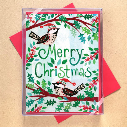 Chickadees Merry Holiday Card