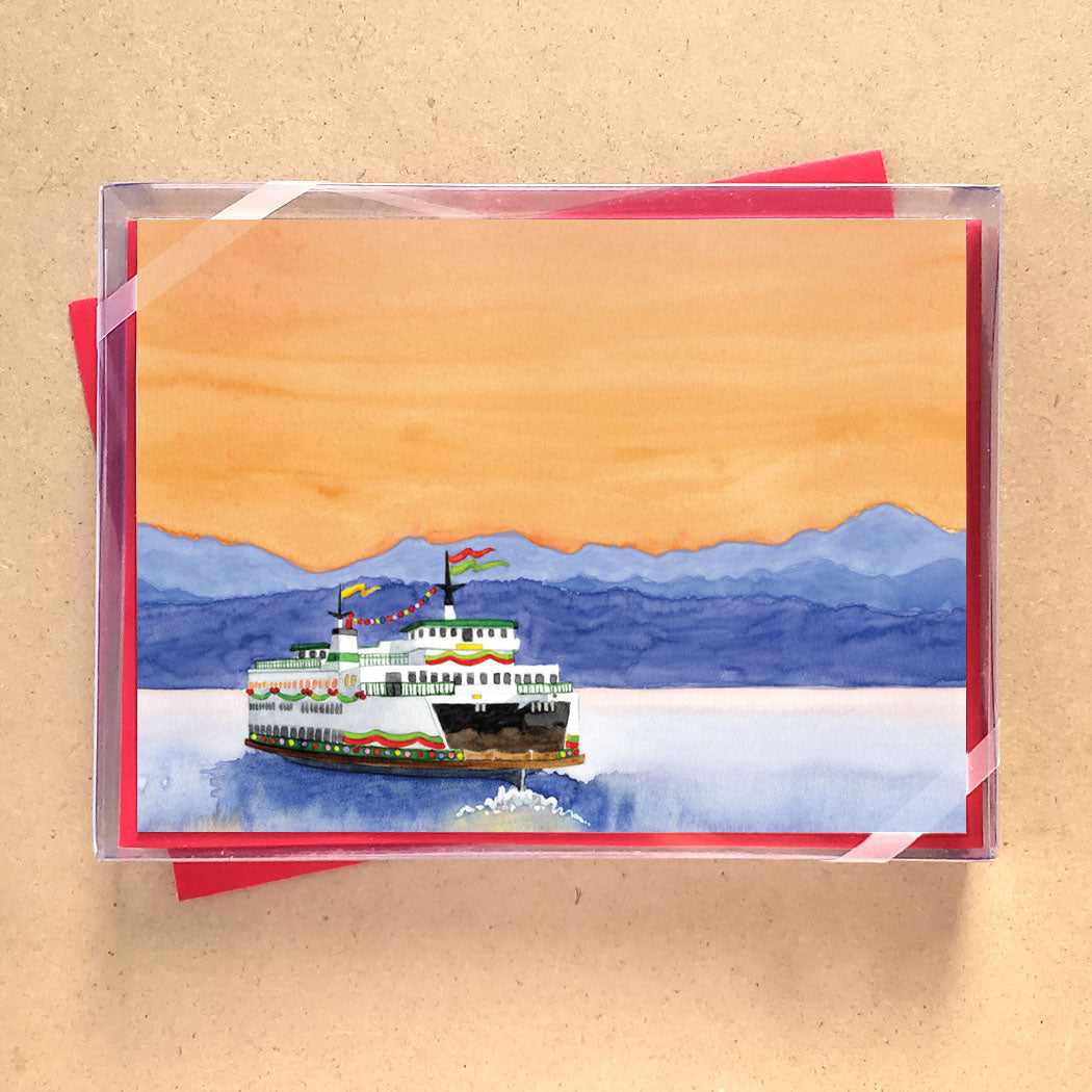 Festooned Ferry Holiday Card