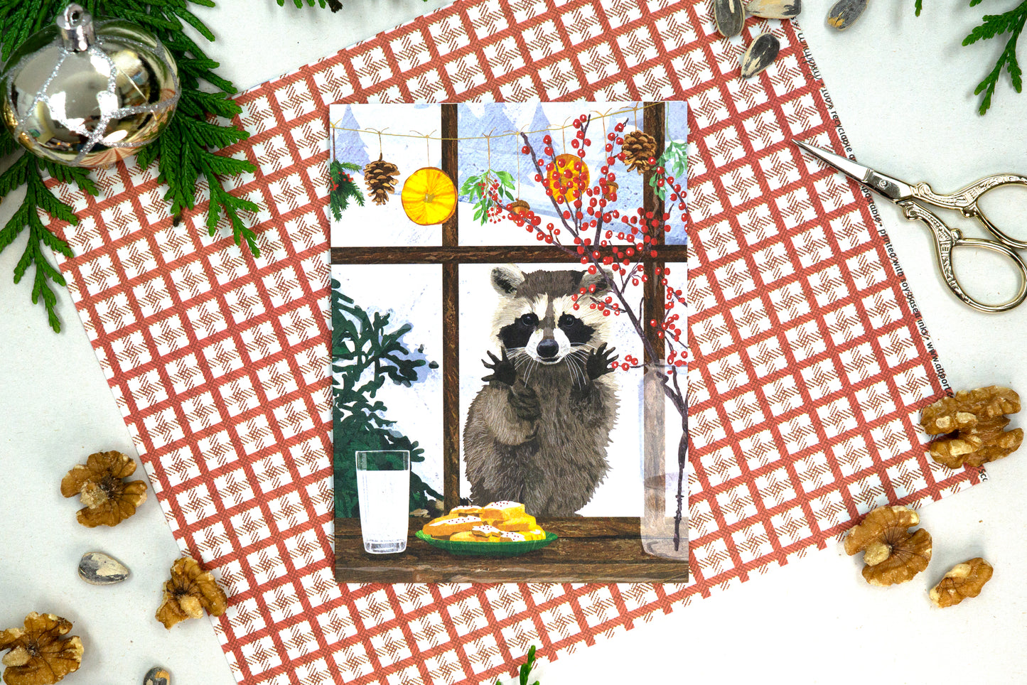 Hearth Raccoon Holiday Card