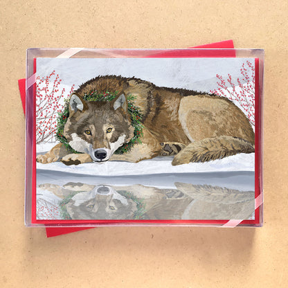 Wolf Reflected Holiday Card
