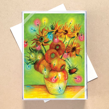 Van Gogh Sunflower Lights Holiday Card