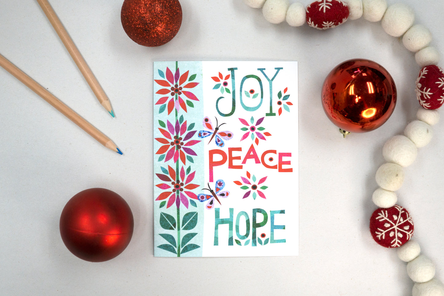 Joy Peace Hope Holiday Card