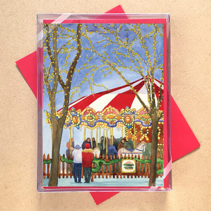 Wintertime Carousel Holiday Card
