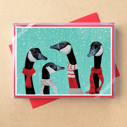 Cozy Geese Holiday Card