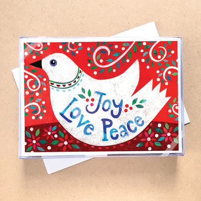 Joy Love Peace Dove Holiday Card