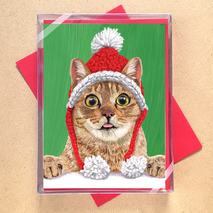 Kitten with Knit Cap Holiday Card