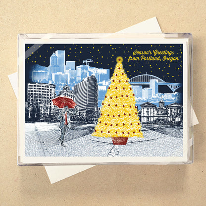Portland Oregon Urban Foil Holiday Cards