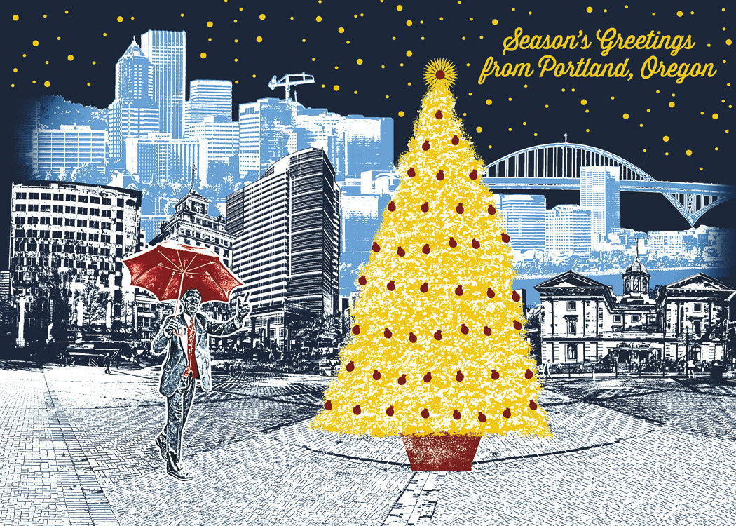 Portland Oregon Urban Foil Holiday Cards