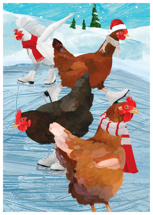 Chickens on Ice Holiday Cards