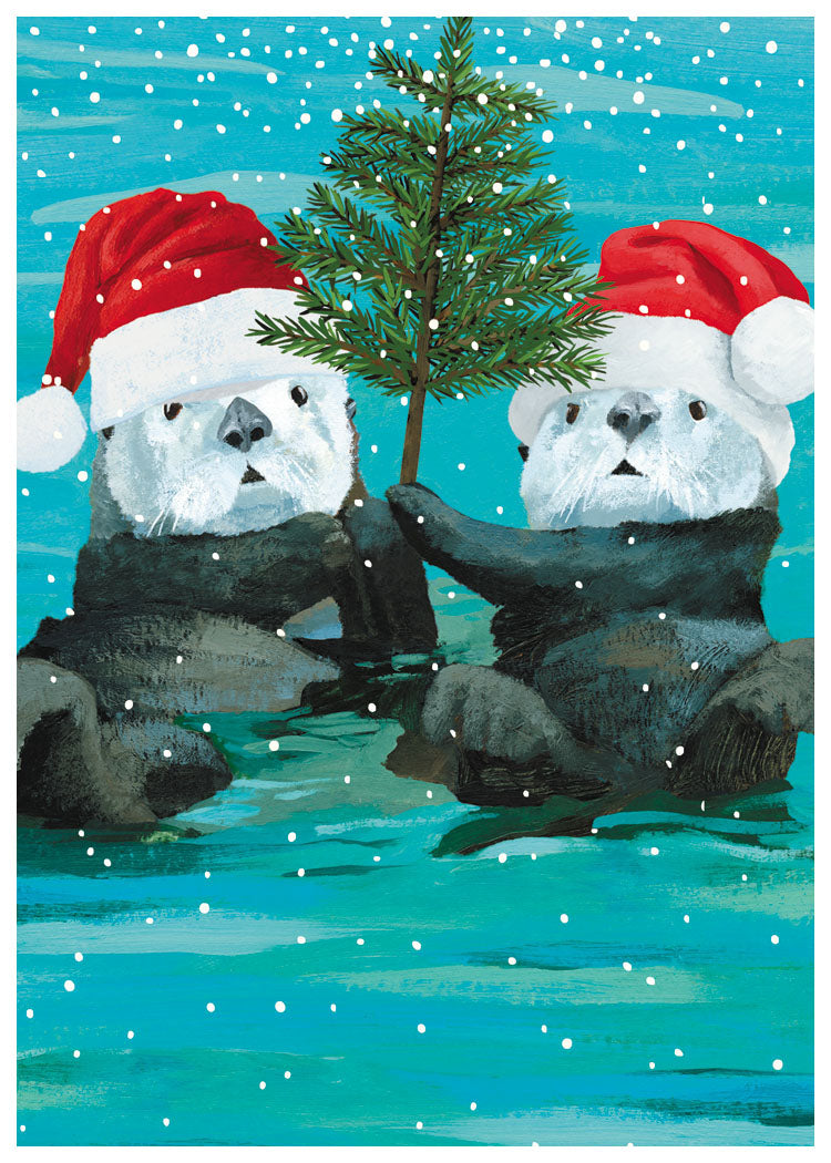 Otters Christmas Tree Holiday Cards