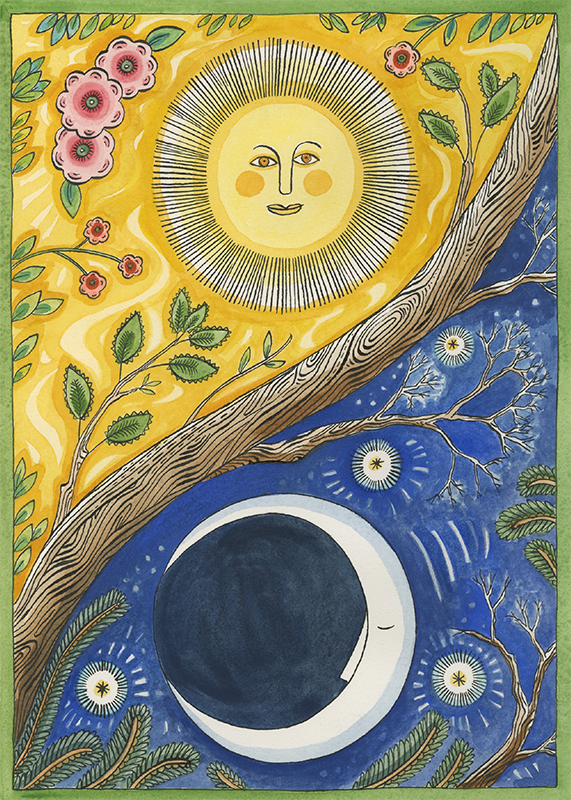 Sun and Moon Solstice Card