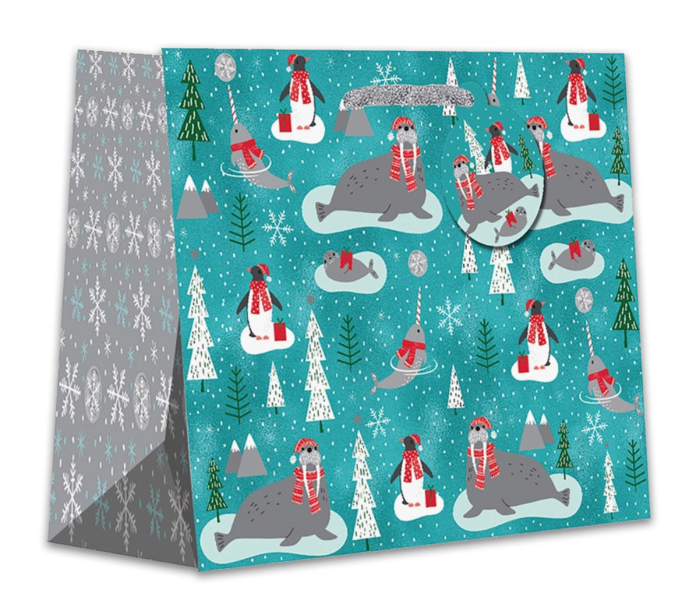 Walrus & Narwhal Large Holiday Tote Bag
