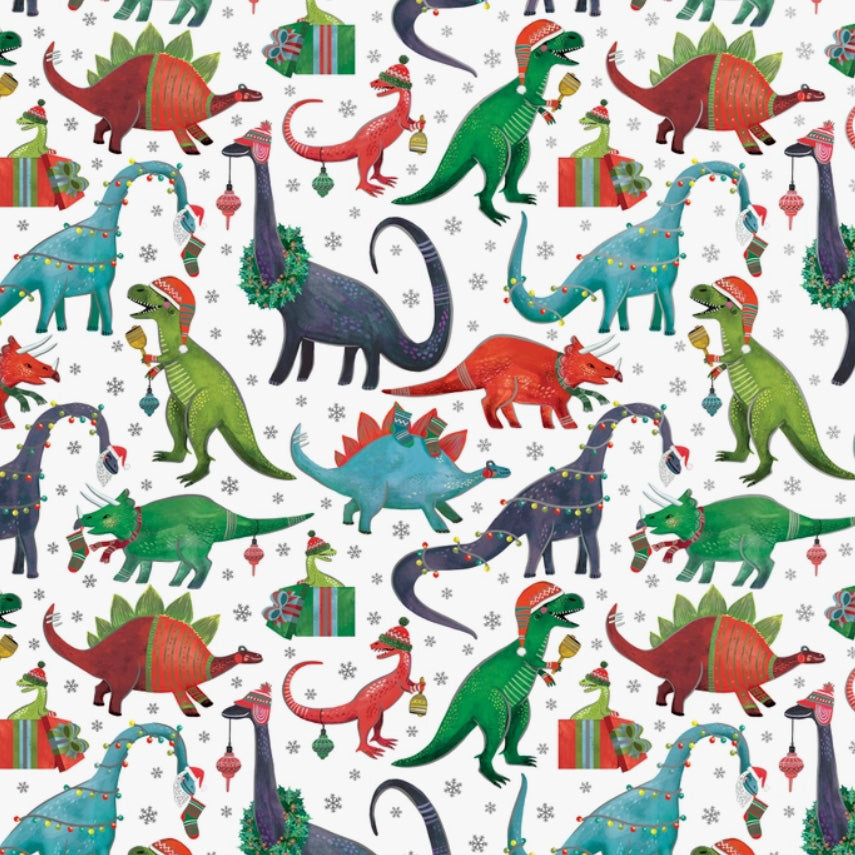 Decked Out Dinosaur Holiday Wrap, 2 Rolls