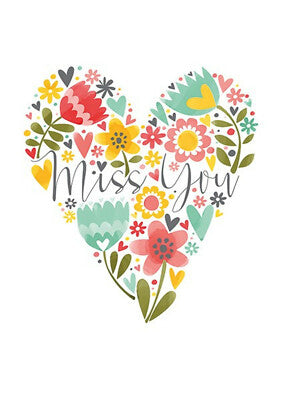 Miss You Floral Heart Card