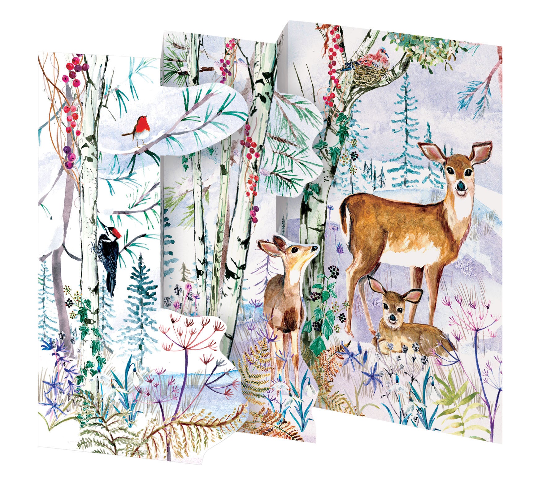 Wild Winter's Song Deer Tri-Fold Boxed Holiday Cards – Allport Editions