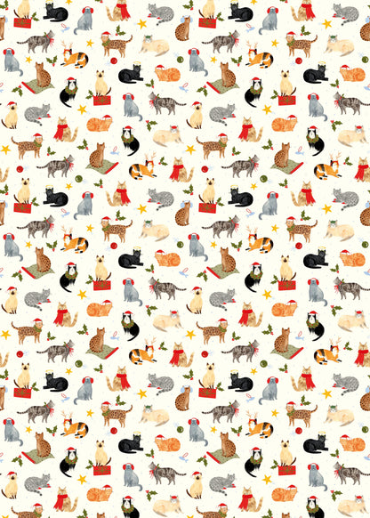 Santa Paws Christmas Cats Holiday Gift Wrap, 2 Rolls