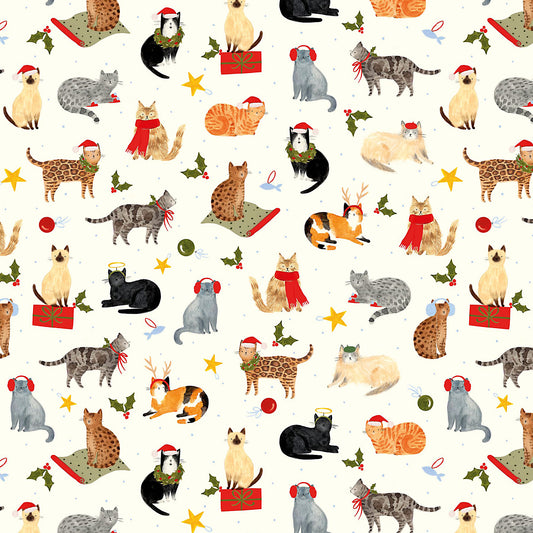 Santa Paws Christmas Cats Holiday Gift Wrap, 2 Rolls