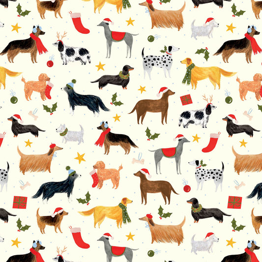 Santa Paws Christmas Dogs Holiday Gift Wrap, 2 Rolls