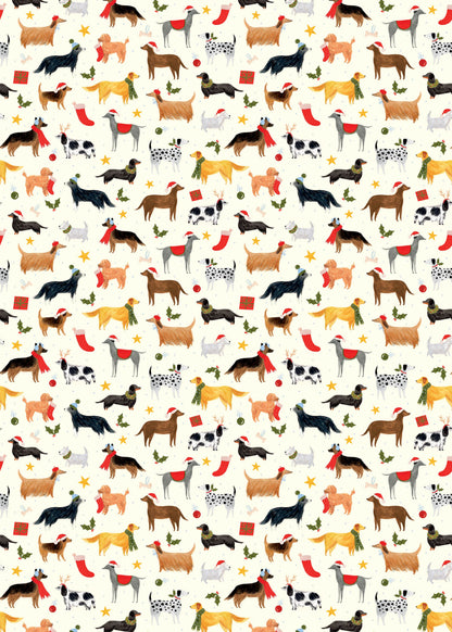 Santa Paws Christmas Dogs Holiday Gift Wrap, 2 Rolls
