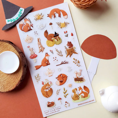 Fall Forest Foxes Stickers, 2 Packs