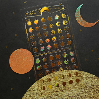 Golden Moon Phases Stickers, 2 Packs