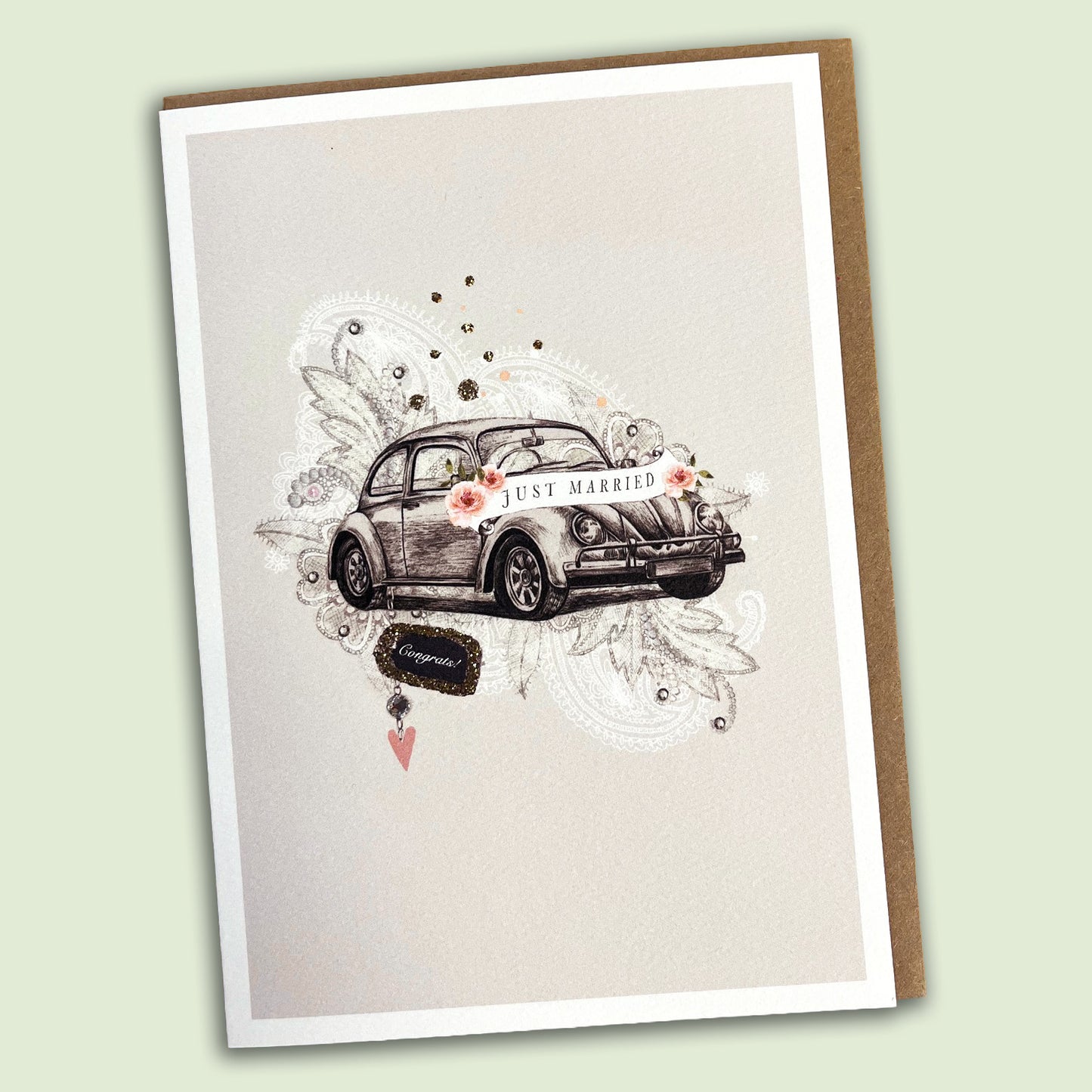 Just Married Bug Wedding Card