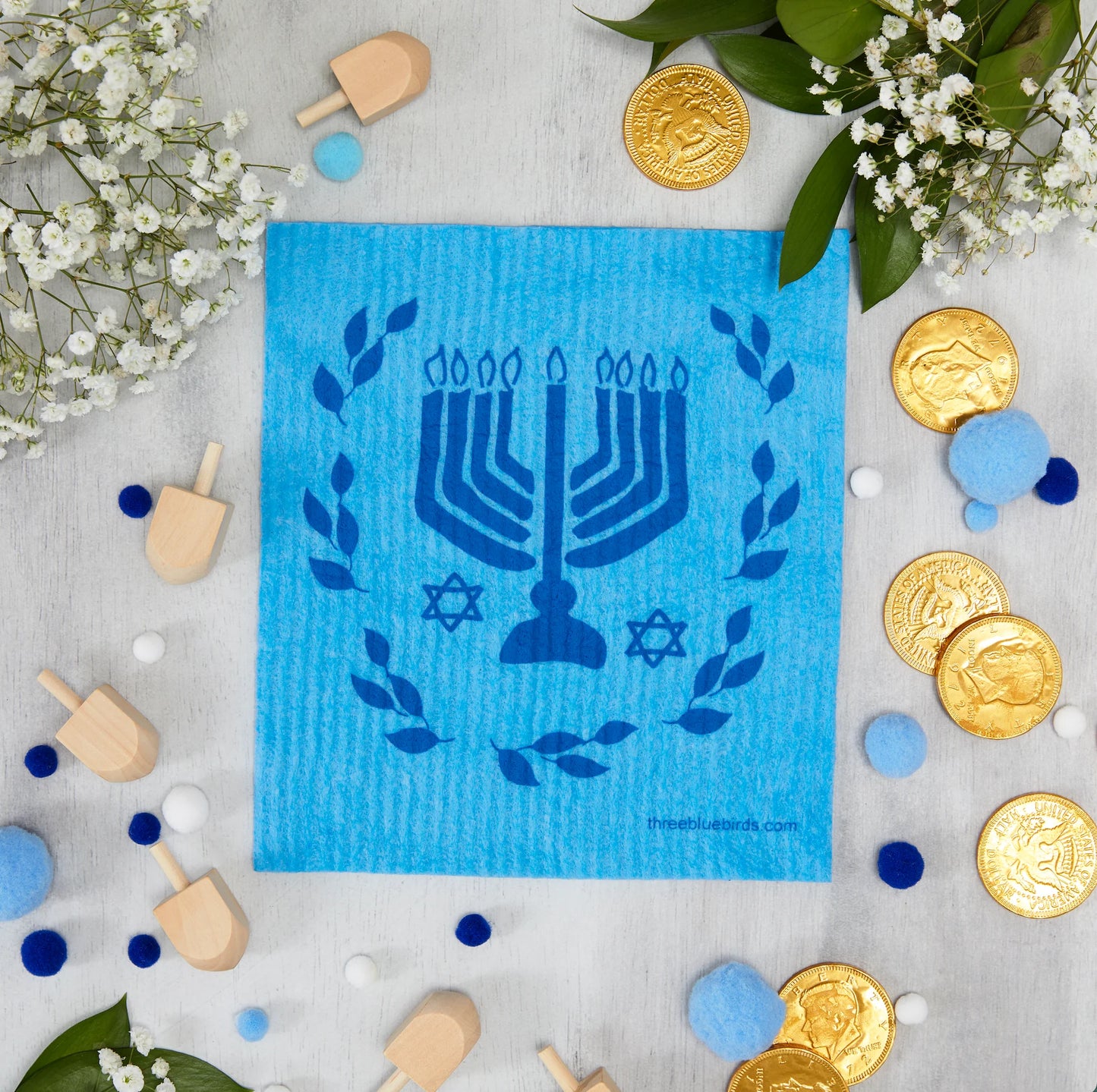 Menorah Swedish Dishcloth