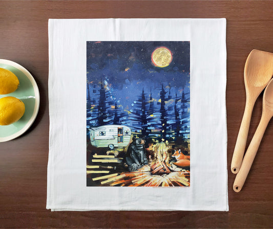 Campfire Animals Tea Towel
