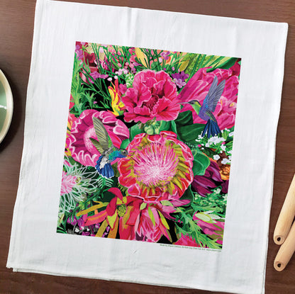 Pink Blooms Tea Towel