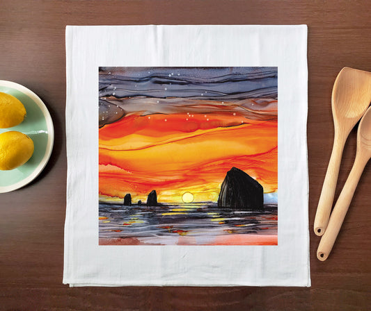 Haystack Rock Tea Towel